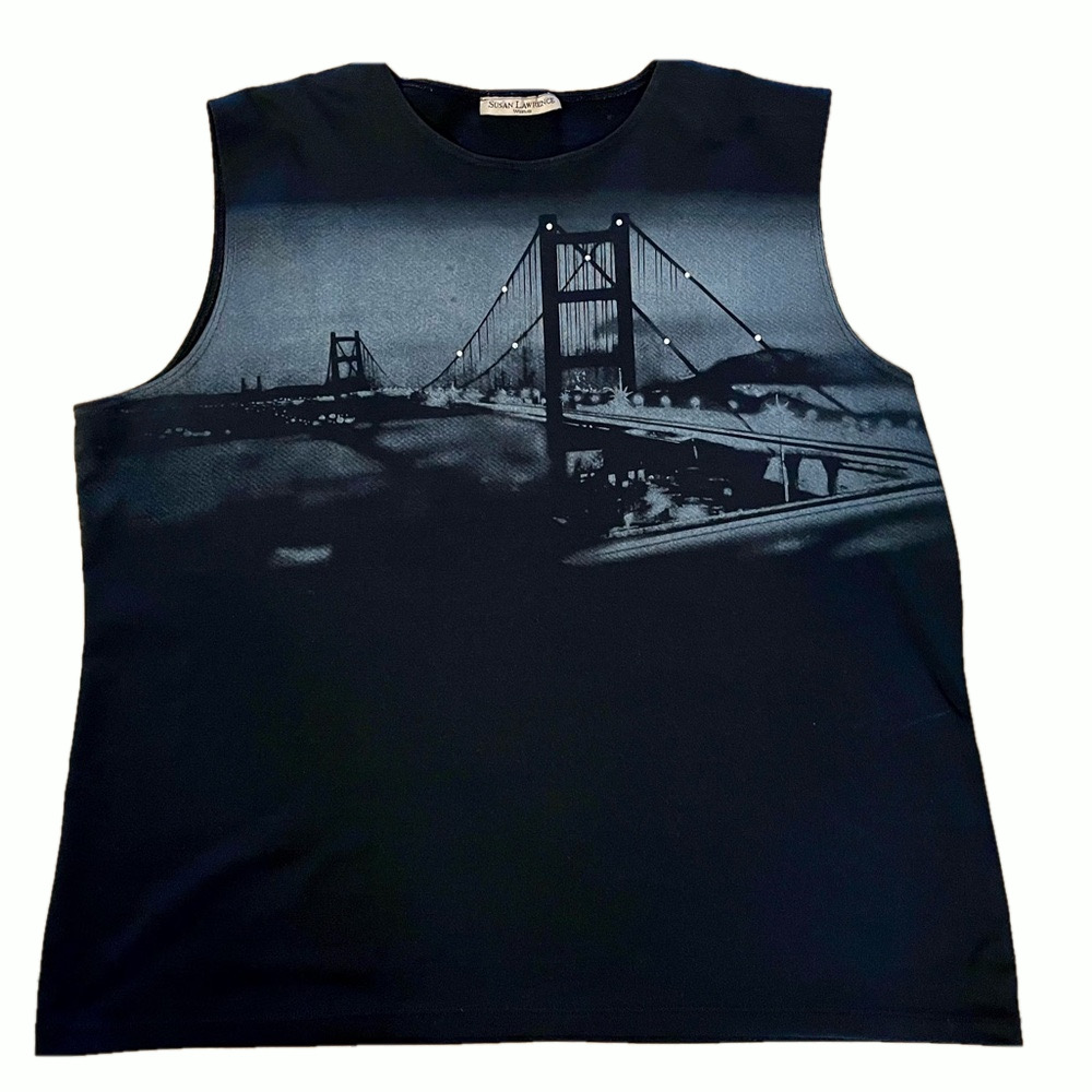 Susan Lawrence VINTAGE Y2K GOLDEN GATE BRIDGE GRAPHIC TANK TOP SZ L/XL